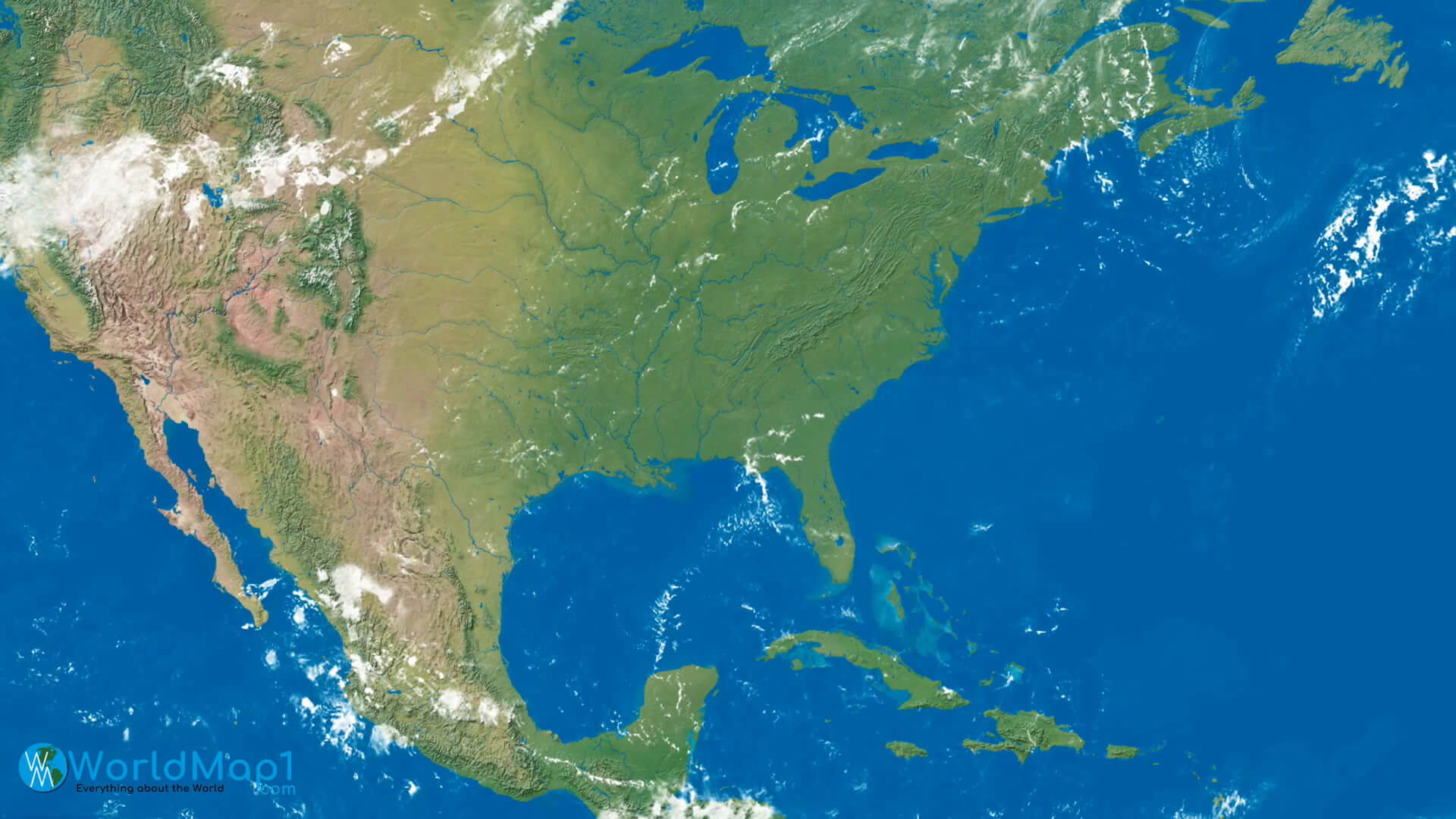 Satellite Map of the USA